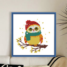 Load image into Gallery viewer, Owl With Scarf - 24*24CM 11CT Stamped Cross Stitch (Mona Lisa Brand)
