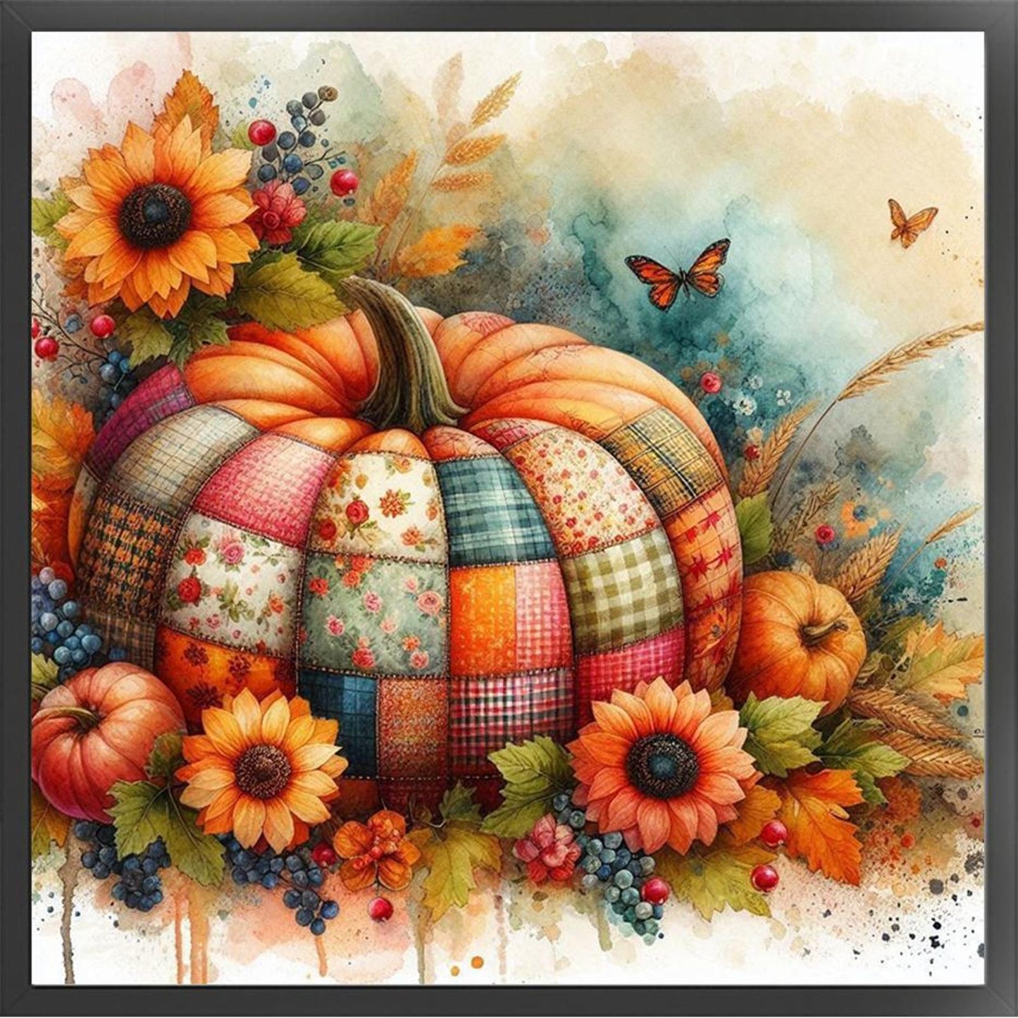 Spliced Pumpkin - Full 14CT Counted Cross Stitch 40x40CM - Yishu
