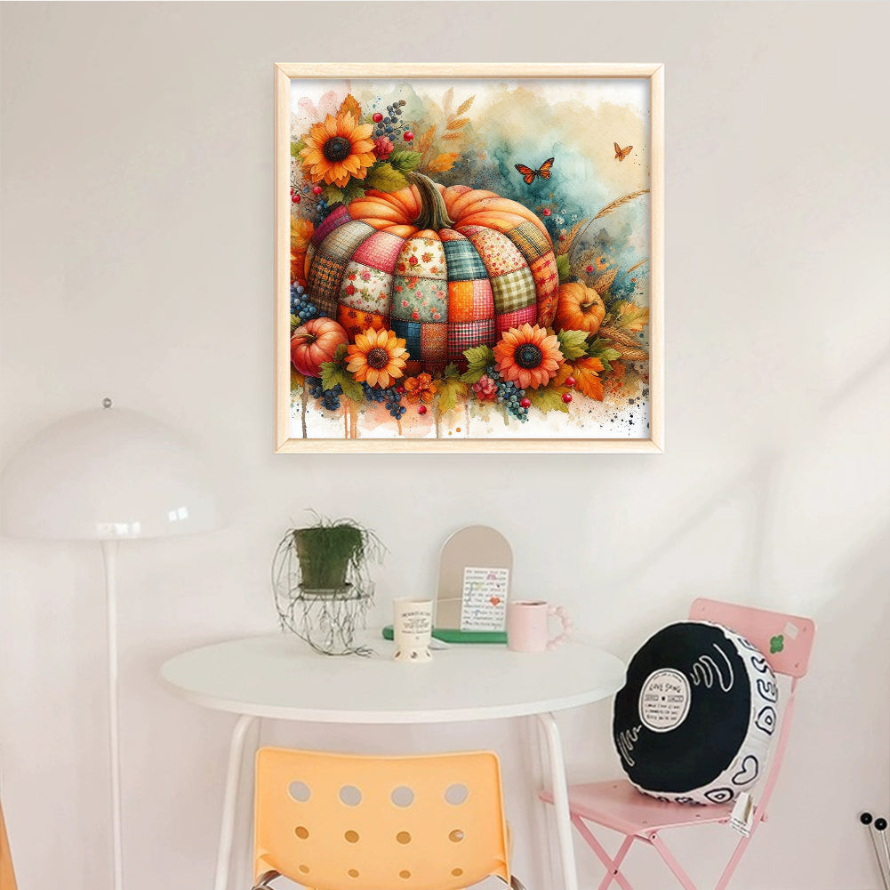 Spliced Pumpkin - Full 14CT Counted Cross Stitch 40x40CM - Yishu