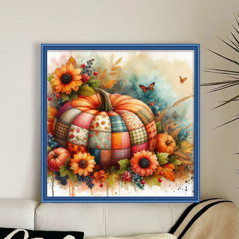 Spliced Pumpkin - Full 14CT Counted Cross Stitch 40x40CM - Yishu