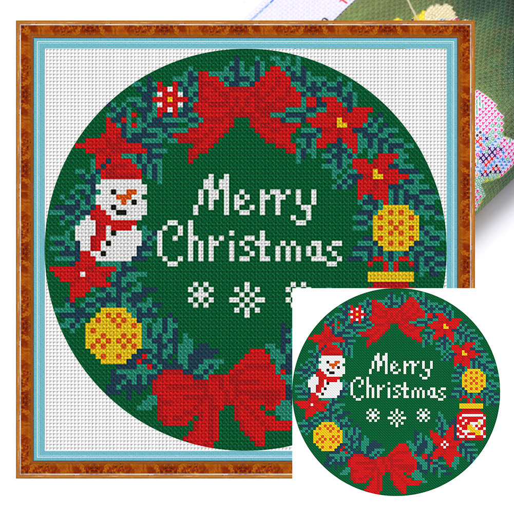 Merry Christmas Letters - 24*24CM 11CT Stamped Cross Stitch (Mona Lisa Brand)