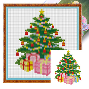 Christmas Tree Bells - 24*24CM 11CT Stamped Cross Stitch (Mona Lisa Brand)