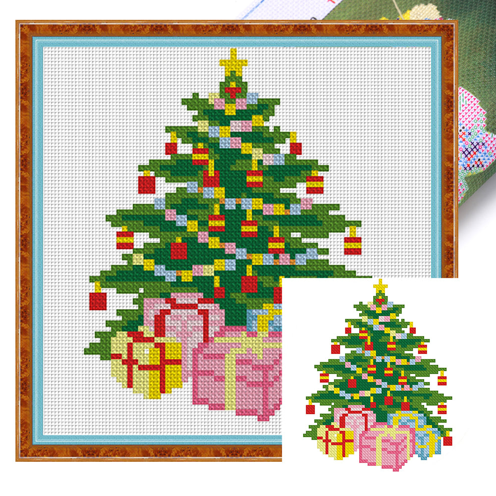 Christmas Tree Bells - 24*24CM 11CT Stamped Cross Stitch (Mona Lisa Brand)