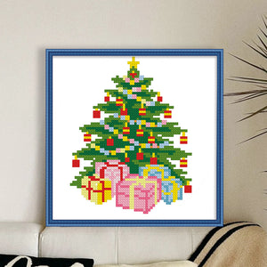 Christmas Tree Bells - 24*24CM 11CT Stamped Cross Stitch (Mona Lisa Brand)