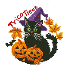 Load image into Gallery viewer, Halloween Pumpkin Black Cat - 24*24CM 11CT Stamped Cross Stitch (Mona Lisa Brand)
