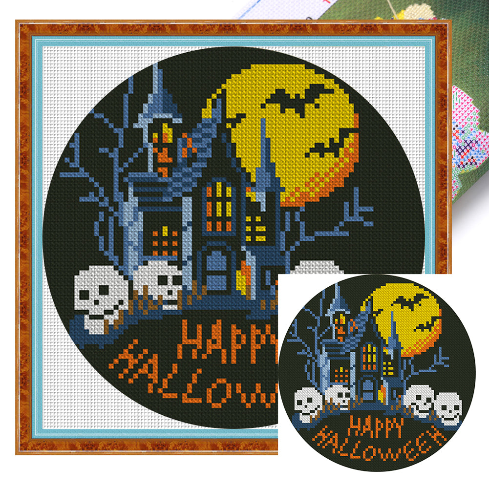 Halloween Haunted House - 24*24CM 11CT Stamped Cross Stitch (Mona Lisa Brand)