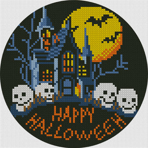 Halloween Haunted House - 24*24CM 11CT Stamped Cross Stitch (Mona Lisa Brand)