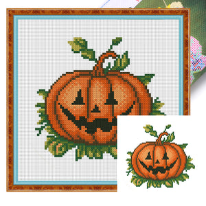 Halloween Pumpkin - 24*24CM 11CT Stamped Cross Stitch (Mona Lisa Brand)