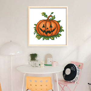 Halloween Pumpkin - 24*24CM 11CT Stamped Cross Stitch (Mona Lisa Brand)
