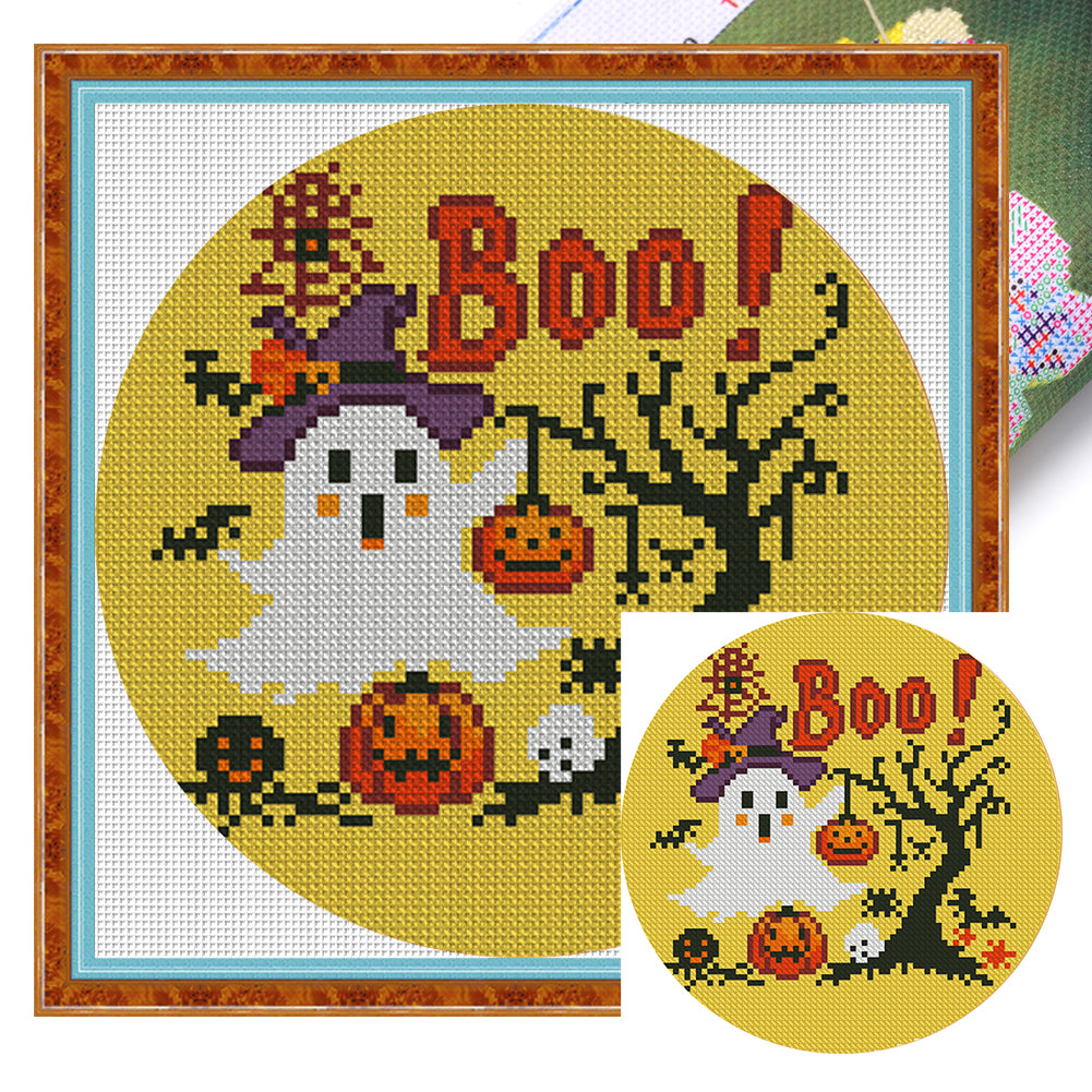 Halloween Ghost - 24*24CM 11CT Stamped Cross Stitch (Mona Lisa Brand)