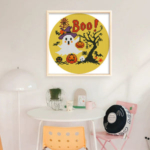 Halloween Ghost - 24*24CM 11CT Stamped Cross Stitch (Mona Lisa Brand)