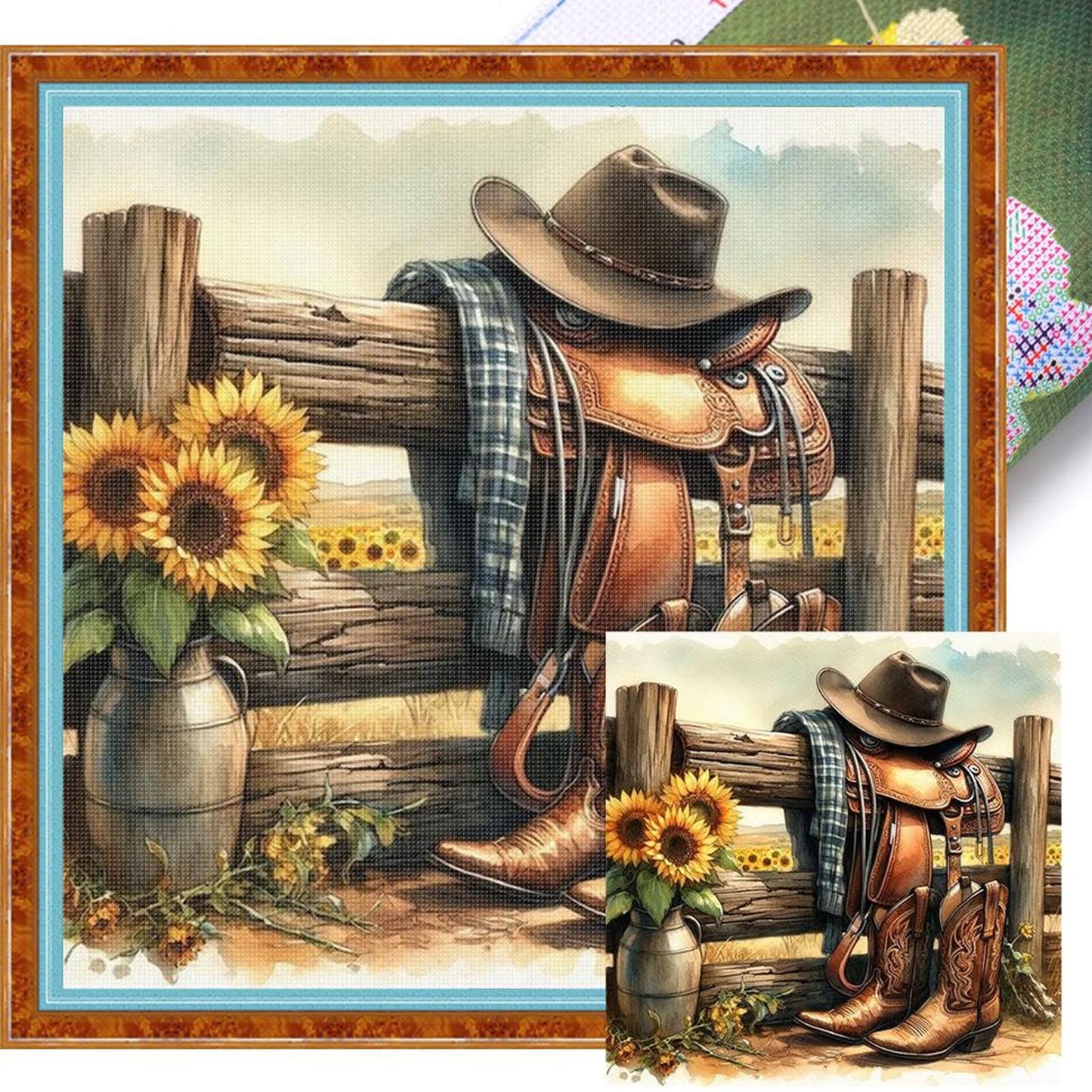 Western Cowboy Style - Full 11CT Stamped Cross Stitch 40x40CM - Huacan