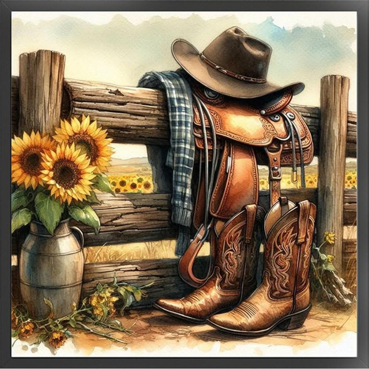 Western Cowboy Style - Full 11CT Stamped Cross Stitch 40x40CM - Huacan