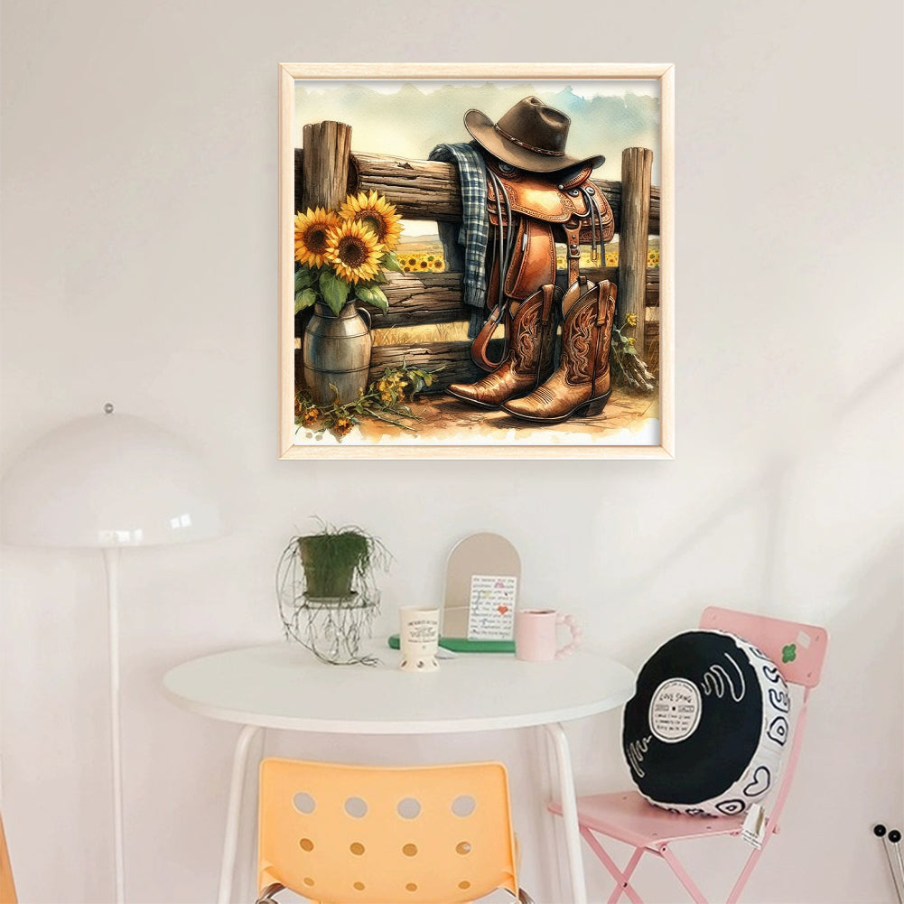 Western Cowboy Style - Full 11CT Stamped Cross Stitch 40x40CM - Huacan