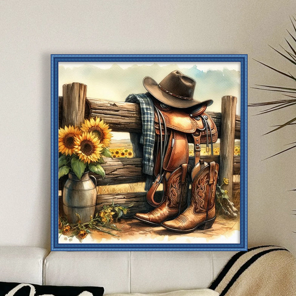 Western Cowboy Style - Full 11CT Stamped Cross Stitch 40x40CM - Huacan