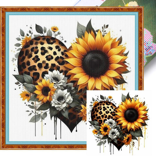 Sunflower With Love - Full 18CT Stamped Cross Stitch 20x20CM - Huacan