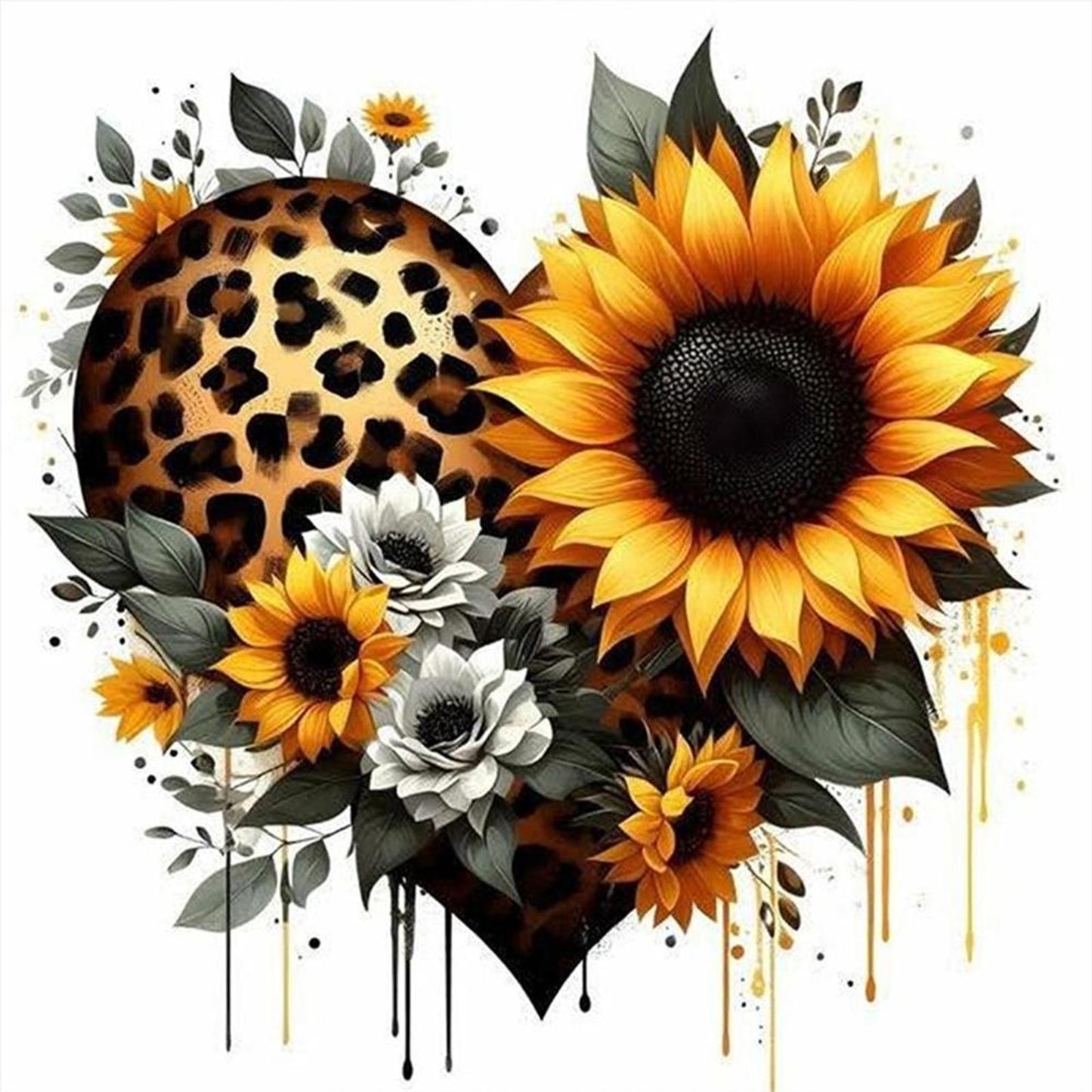 Sunflower With Love - Full 18CT Stamped Cross Stitch 20x20CM - Huacan