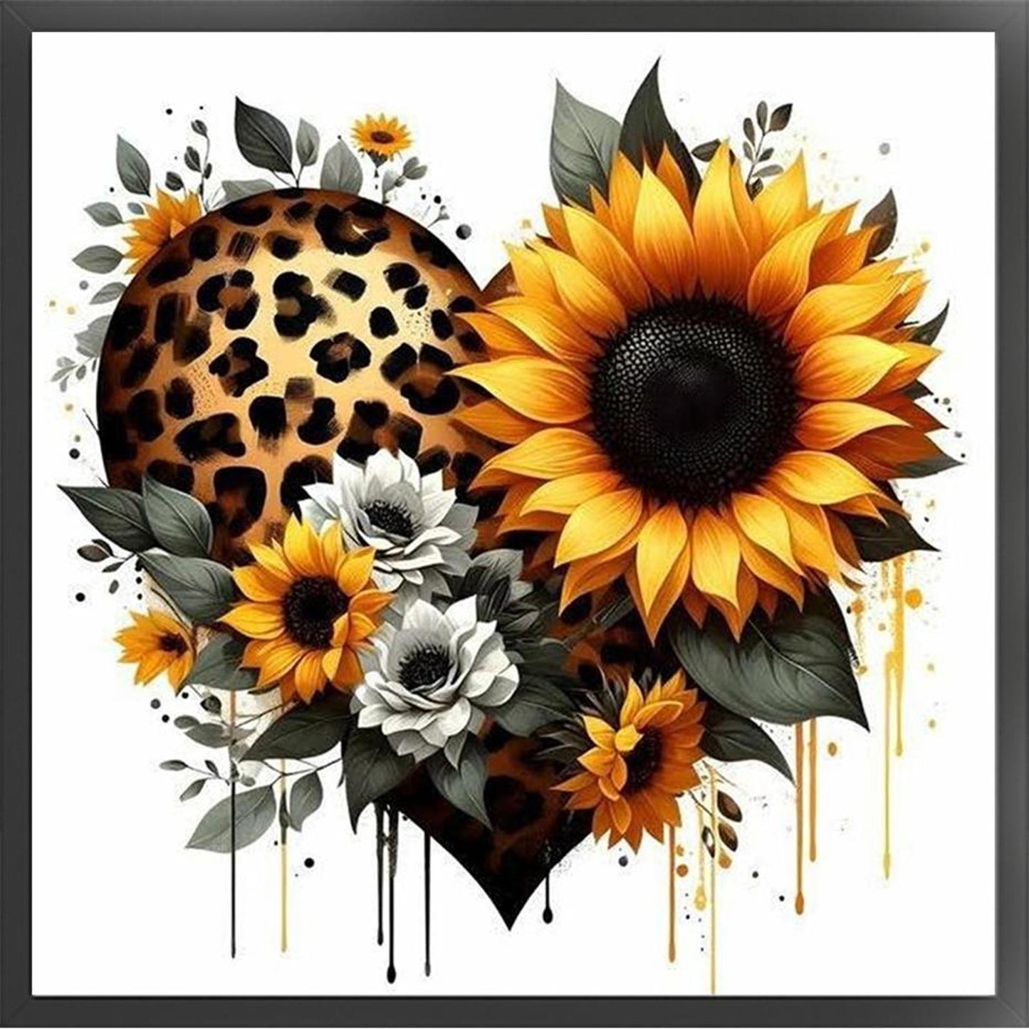 Sunflower With Love - Full 18CT Stamped Cross Stitch 20x20CM - Huacan