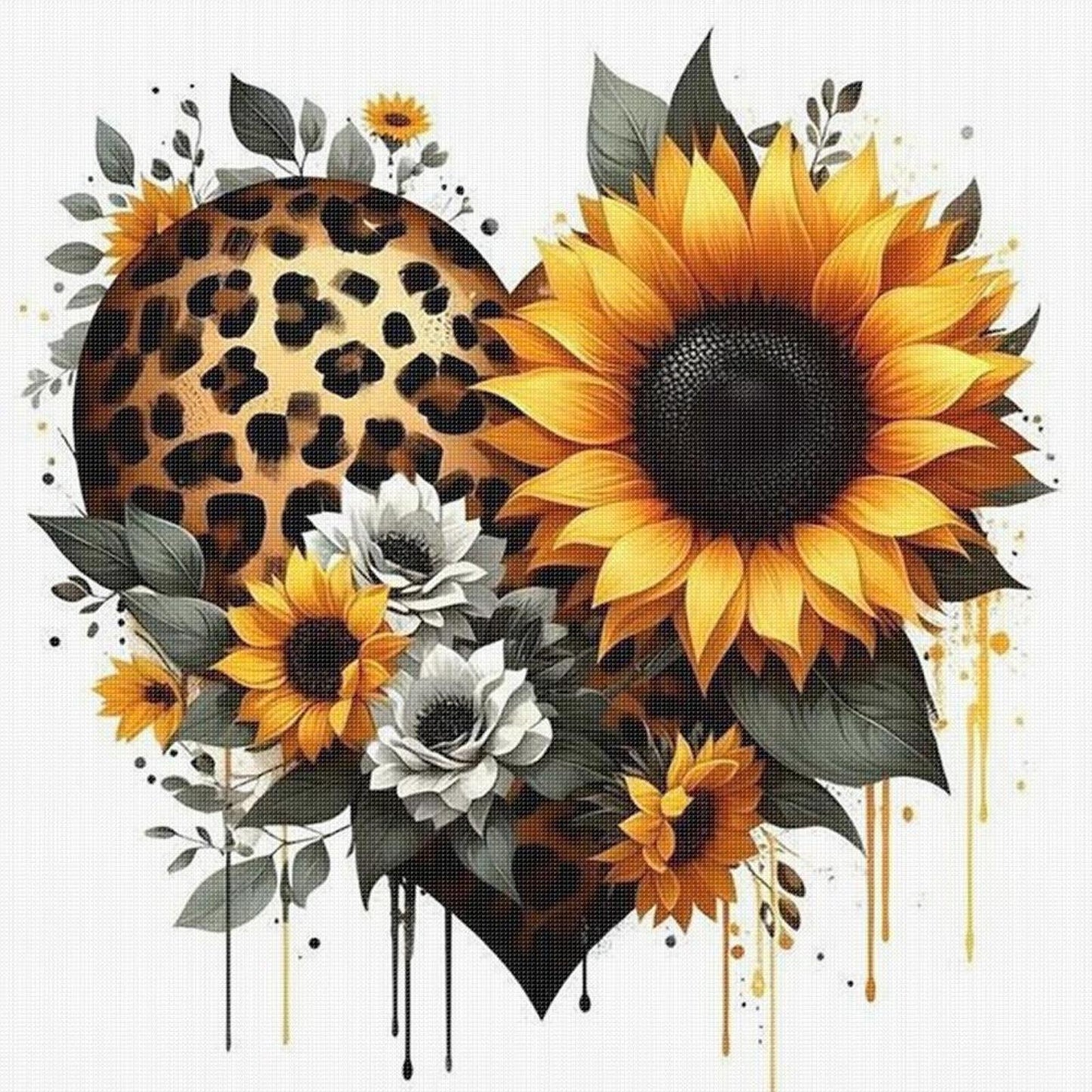 Sunflower With Love - Full 18CT Stamped Cross Stitch 20x20CM - Huacan