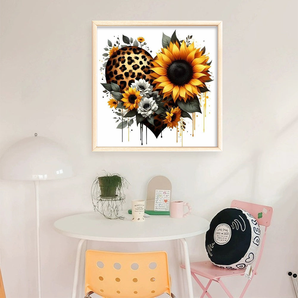 Sunflower With Love - Full 18CT Stamped Cross Stitch 20x20CM - Huacan