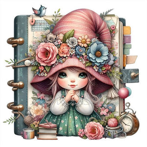 Gnome Girl - 50*50CM 18CT Stamped Cross Stitch