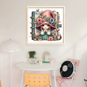 Gnome Girl - 50*50CM 18CT Stamped Cross Stitch