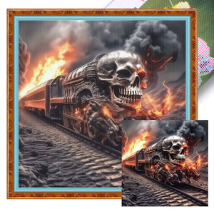 Skeleton Train - 40*40CM 11CT Stamped Cross Stitch(Mona Lisa Brand)