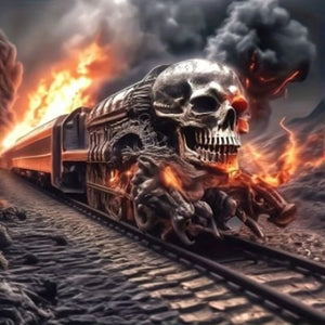 Skeleton Train - 40*40CM 11CT Stamped Cross Stitch(Mona Lisa Brand)