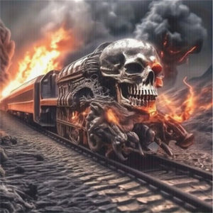 Skeleton Train - 40*40CM 11CT Stamped Cross Stitch(Mona Lisa Brand)
