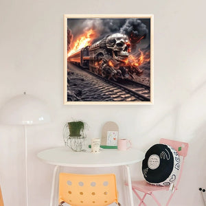 Skeleton Train - 40*40CM 11CT Stamped Cross Stitch(Mona Lisa Brand)