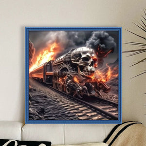 Skeleton Train - 40*40CM 11CT Stamped Cross Stitch(Mona Lisa Brand)