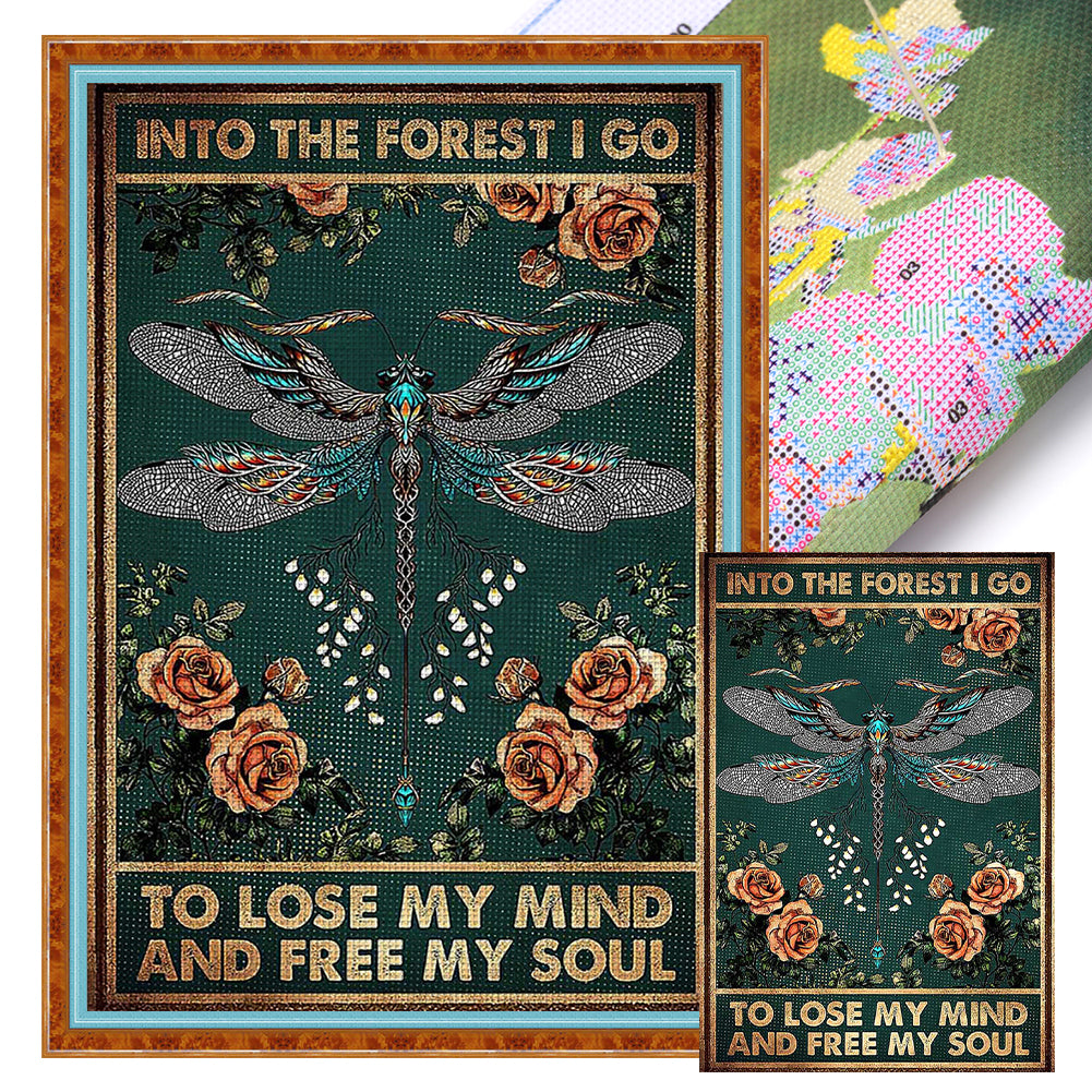 Vintage Poster-Dragonfly - 50*70CM 11CT Stamped Cross Stitch