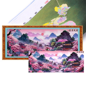 Purple Air Coming From The East - 150*60CM 11CT Stamped Cross Stitch (Mona Lisa Brand)