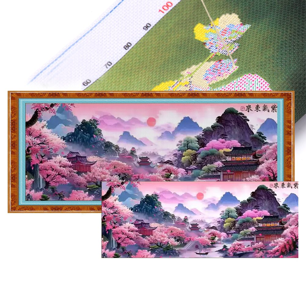 Purple Air Coming From The East - 150*60CM 11CT Stamped Cross Stitch (Mona Lisa Brand)