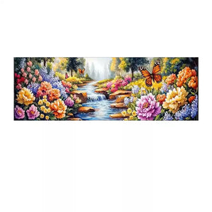 Landscape And Flowers - 169*51CM 11CT Stamped Cross Stitch (Mona Lisa Brand)