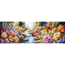 Load image into Gallery viewer, Landscape And Flowers - 169*51CM 11CT Stamped Cross Stitch (Mona Lisa Brand)
