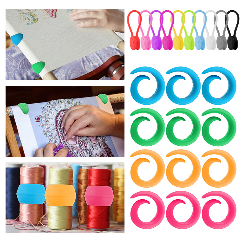 12PCS Fabric Huggers with 10PCS Silicone Magnetic Fabric Clips for Cross Stitch