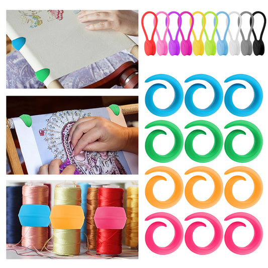 12PCS Fabric Huggers with 10PCS Silicone Magnetic Fabric Clips for Cross Stitch