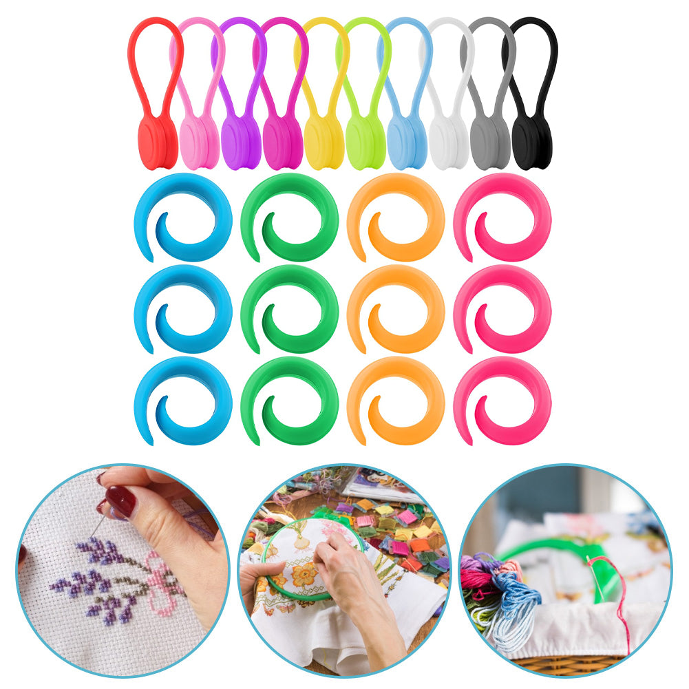 12PCS Fabric Huggers with 10PCS Silicone Magnetic Fabric Clips for Cross Stitch