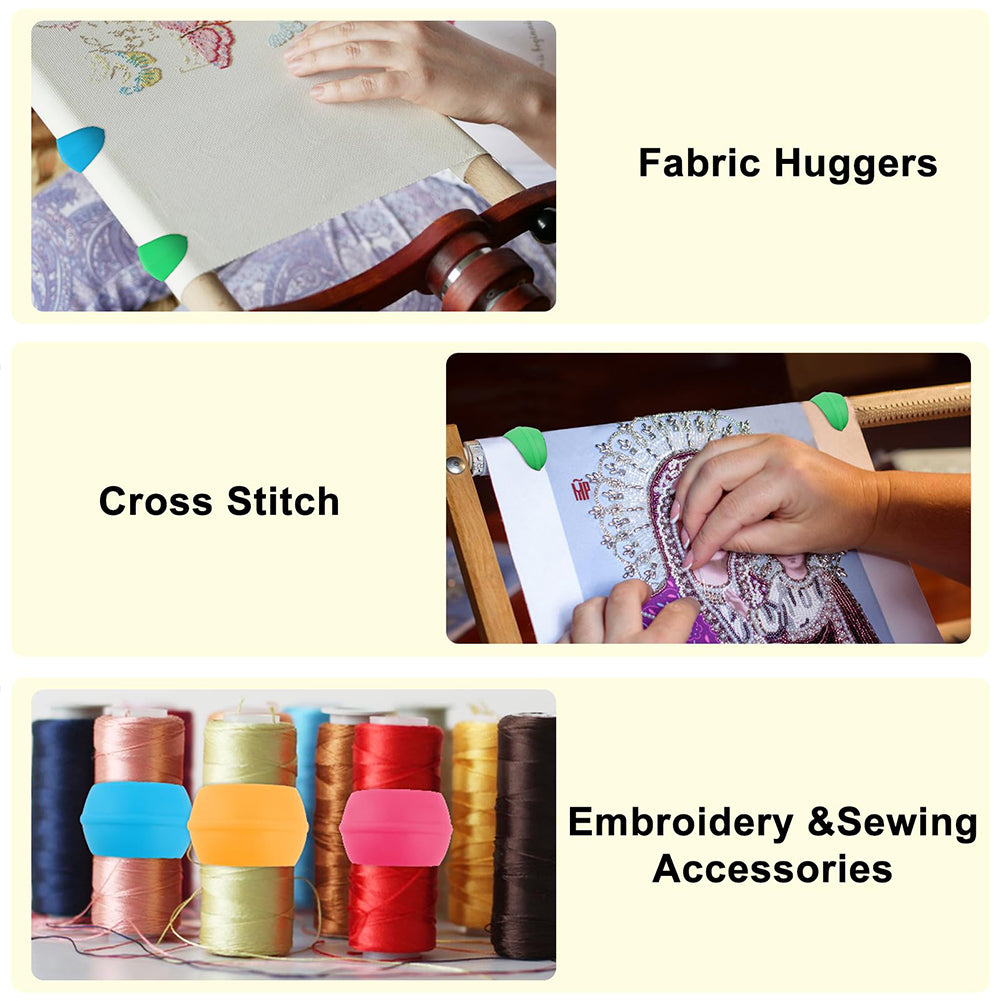 12PCS Fabric Huggers with 10PCS Silicone Magnetic Fabric Clips for Cross Stitch