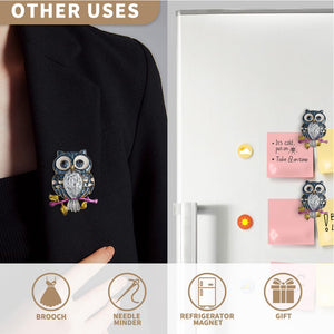 Cross Stitch Needle Minder Magnetic Needle Nanny for Fridge Decor (Owl)