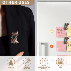 Cross Stitch Needle Minder Magnetic Needle Nanny for Fridge Decor (Cat)