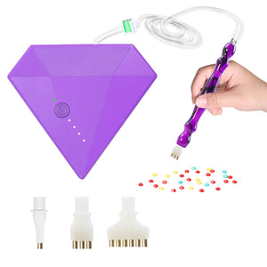 Diamond Aid Tool Portable Vacuum Diamond Painting Pen Kit for DIY (Purple)
