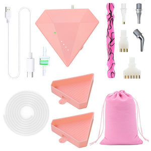 Diamond Aid Tool Portable Vacuum Diamond Painting Pen Kit for DIY (Pink)