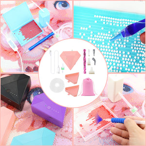 Diamond Aid Tool Portable Vacuum Diamond Painting Pen Kit for DIY (Pink)