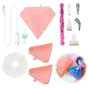 Diamond Aid Tool Portable Vacuum Diamond Painting Pen Kit for DIY (Pink)