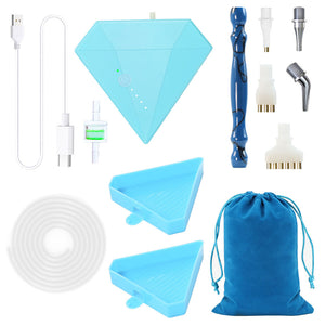 Diamond Aid Tool Portable Vacuum Diamond Painting Pen Kit for DIY (Blue)