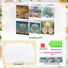 Load image into Gallery viewer, 6PCS DIY Diamond Art Greeting Cards Hanukkah Theme Congratulations Cards &amp; Gifts
