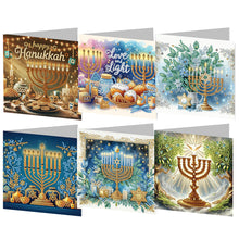 Load image into Gallery viewer, 6PCS DIY Diamond Art Greeting Cards Hanukkah Theme Congratulations Cards &amp; Gifts
