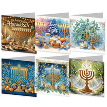 Load image into Gallery viewer, 6PCS DIY Diamond Art Greeting Cards Hanukkah Theme Congratulations Cards &amp; Gifts
